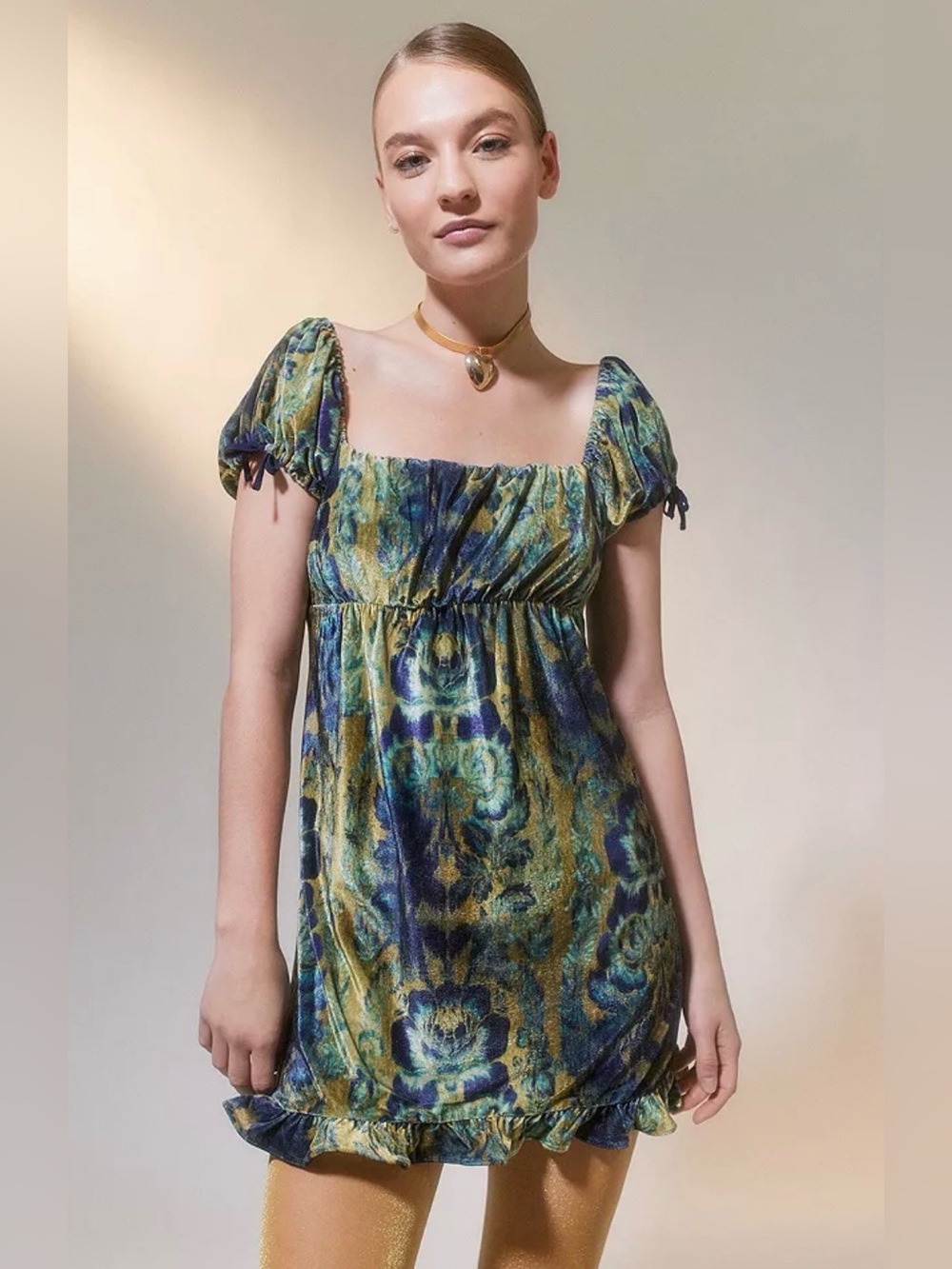 Urban Outfitters Claudette Velvet Babydoll Dress